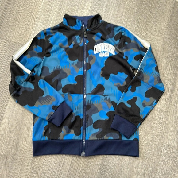 Kid's Blue Zip Up Converse Athletic Track Jacket Size 7 - Picture 1 of 8